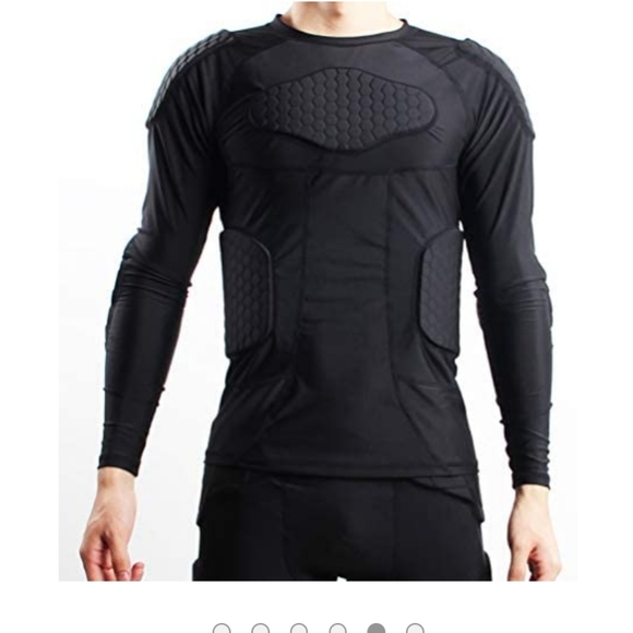 Padded Compression Shirt Padded Protective Shirt Rib Shoulder Elbow Back ,M - Picture 4 of 8